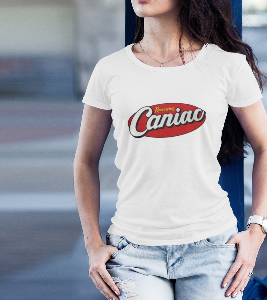 Middle Class Fancy Recovering Caniac Retro Style Bold Red Oval T-Shirt