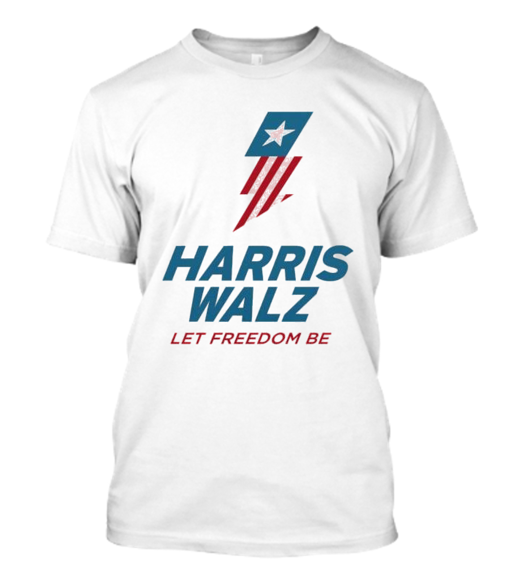 Harris Walz Let Freedom Be Star And Stripes Lightning Flag T-Shirt