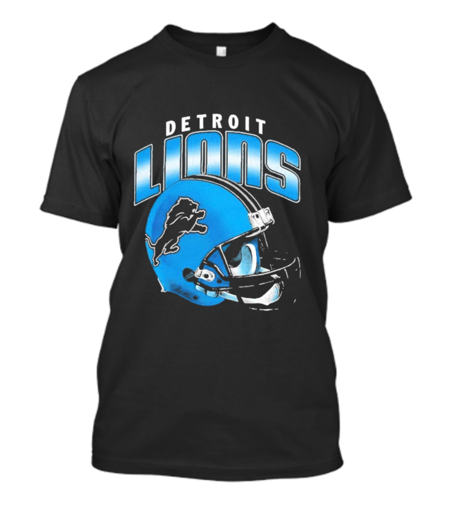 Detroit Lions Blue Gradient Helmet Football T-Shirt