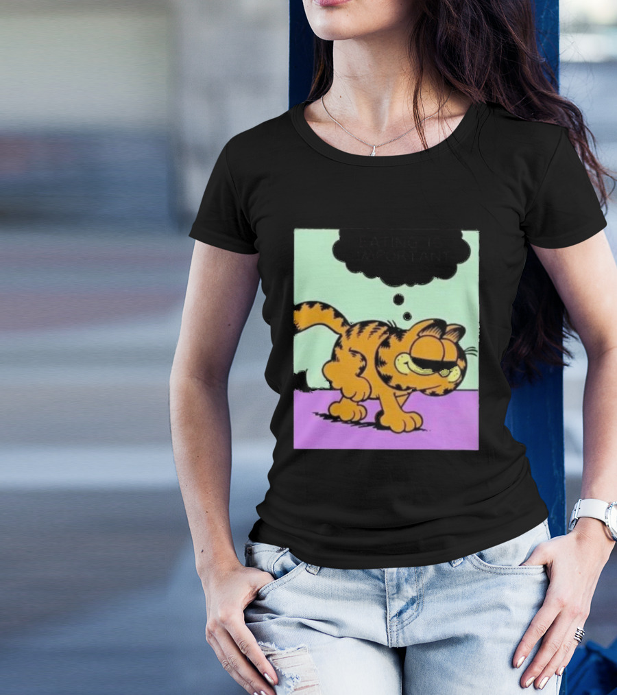 Garfield Eating Is Important Cartoon Character Comic Strip Image T-Shirt