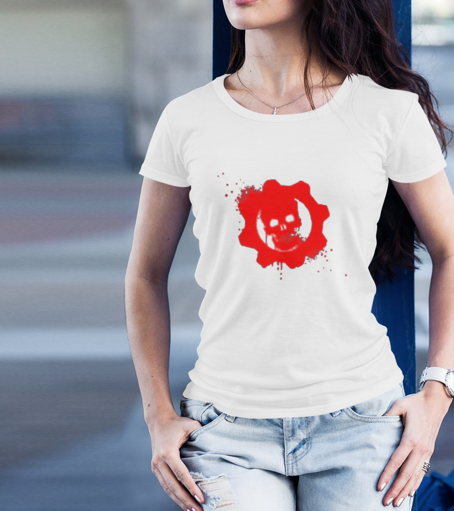 Gears Of War Crimson Omen Icon In Red With Skull T-Shirt