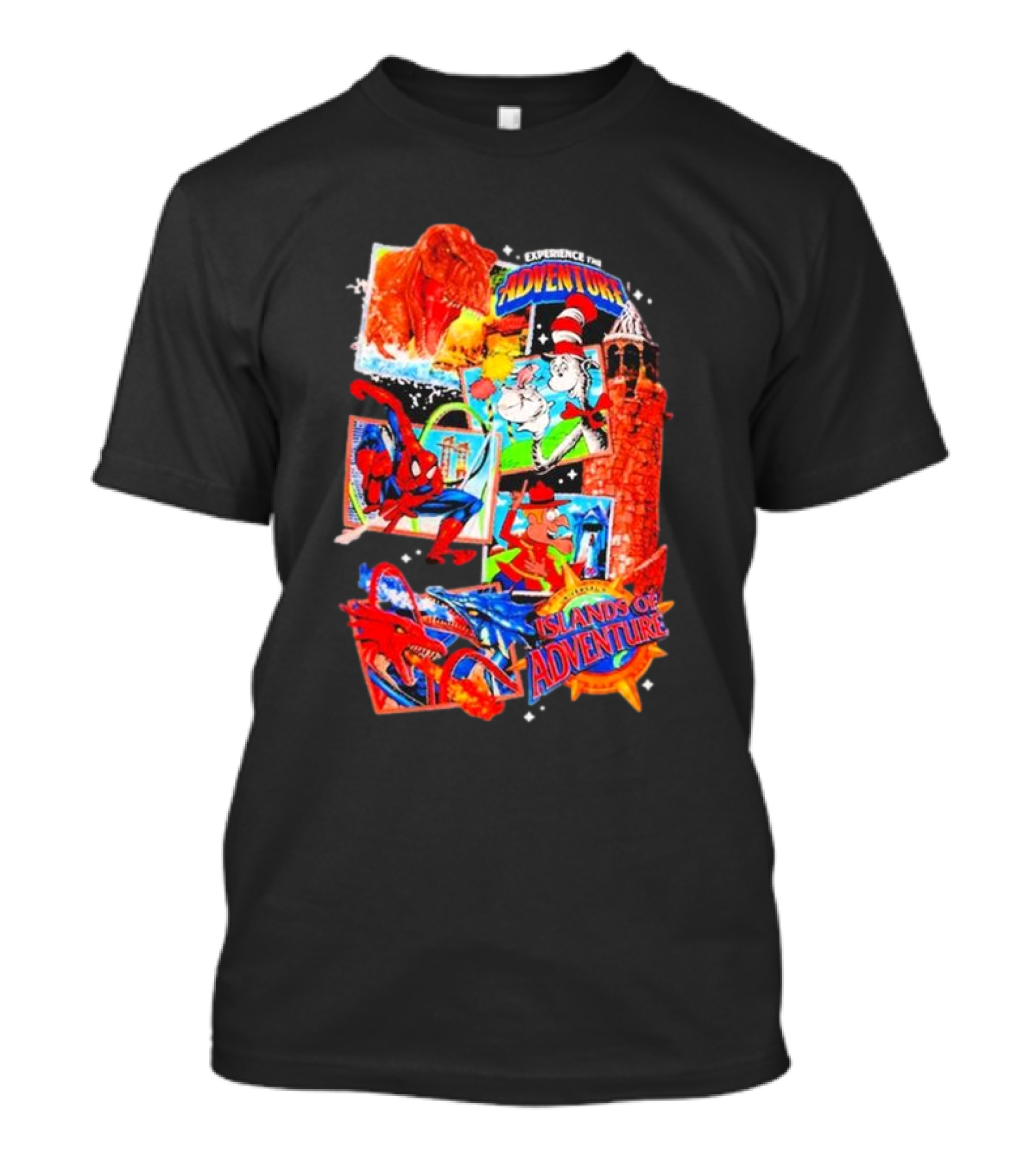 Experience The Adventure Islands Of Adventure 25 Years With Spider-Man, Jurassic Park, Cat In The Hat T-Shirt