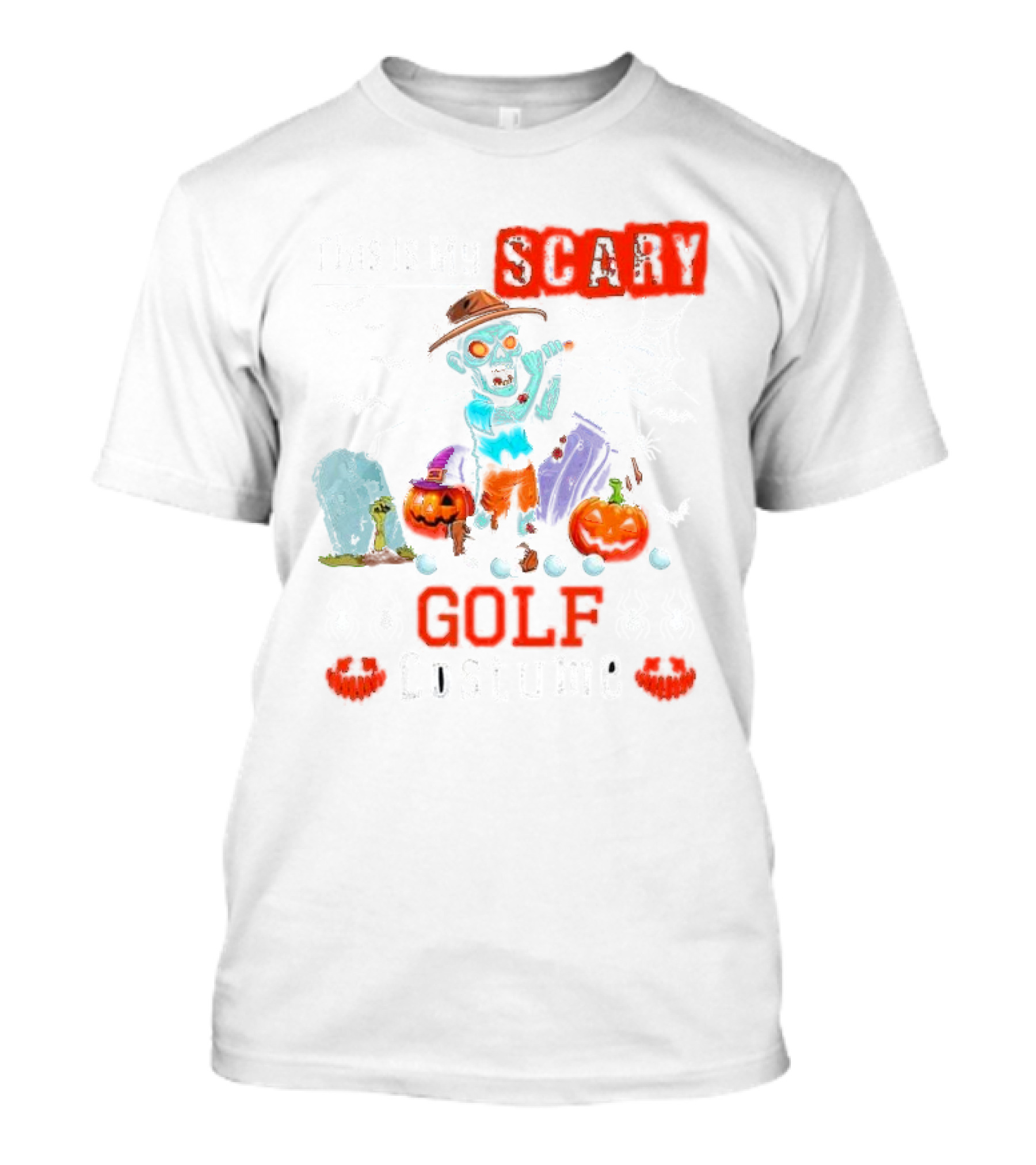 This Is My Scary Golf Costume Halloween Zombie Golfer With Pumpkins And Bats T-Shirt