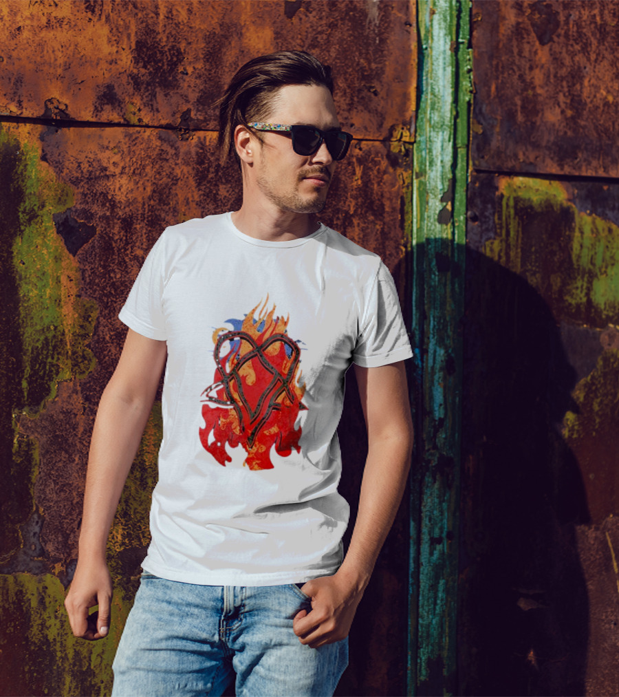 Ville Valo Heartagram Flames Touched By Fire T-Shirt