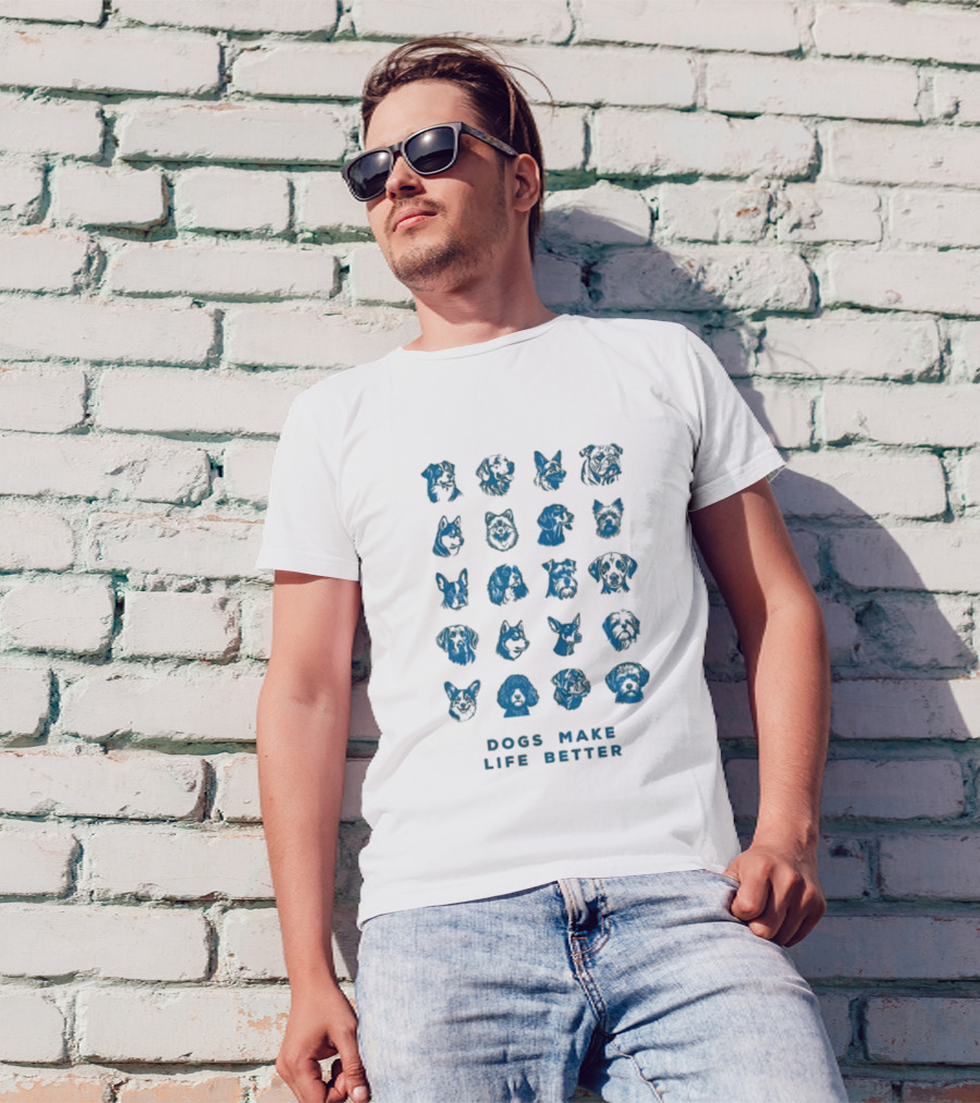 Dogs Make Life Better With Colorful Dog Faces T-Shirt