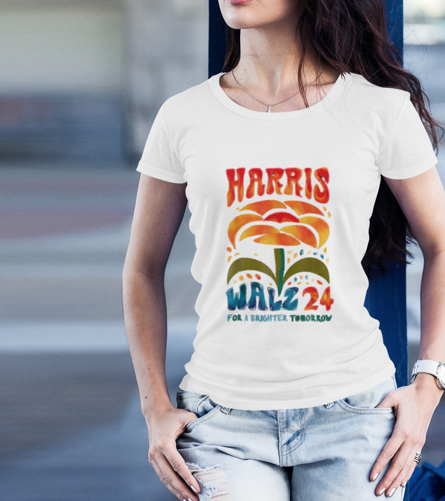 Harris Walz 24 For A Brighter Tomorrow Flower T-Shirt