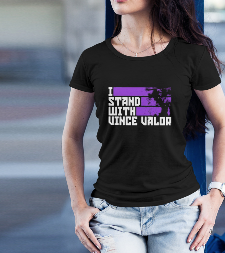 I Stand With Vince Valor Purple Distressed Flag T-Shirt