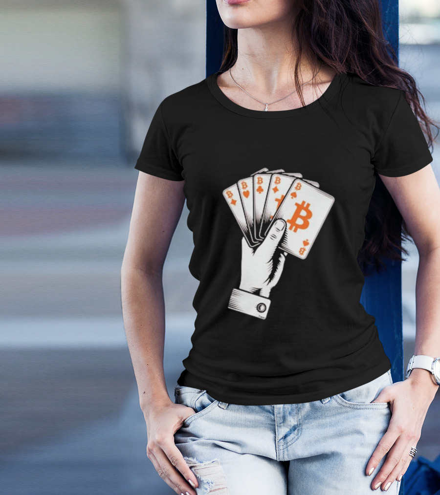 Bitcoin Royal Flush Playing Cards T-Shirt