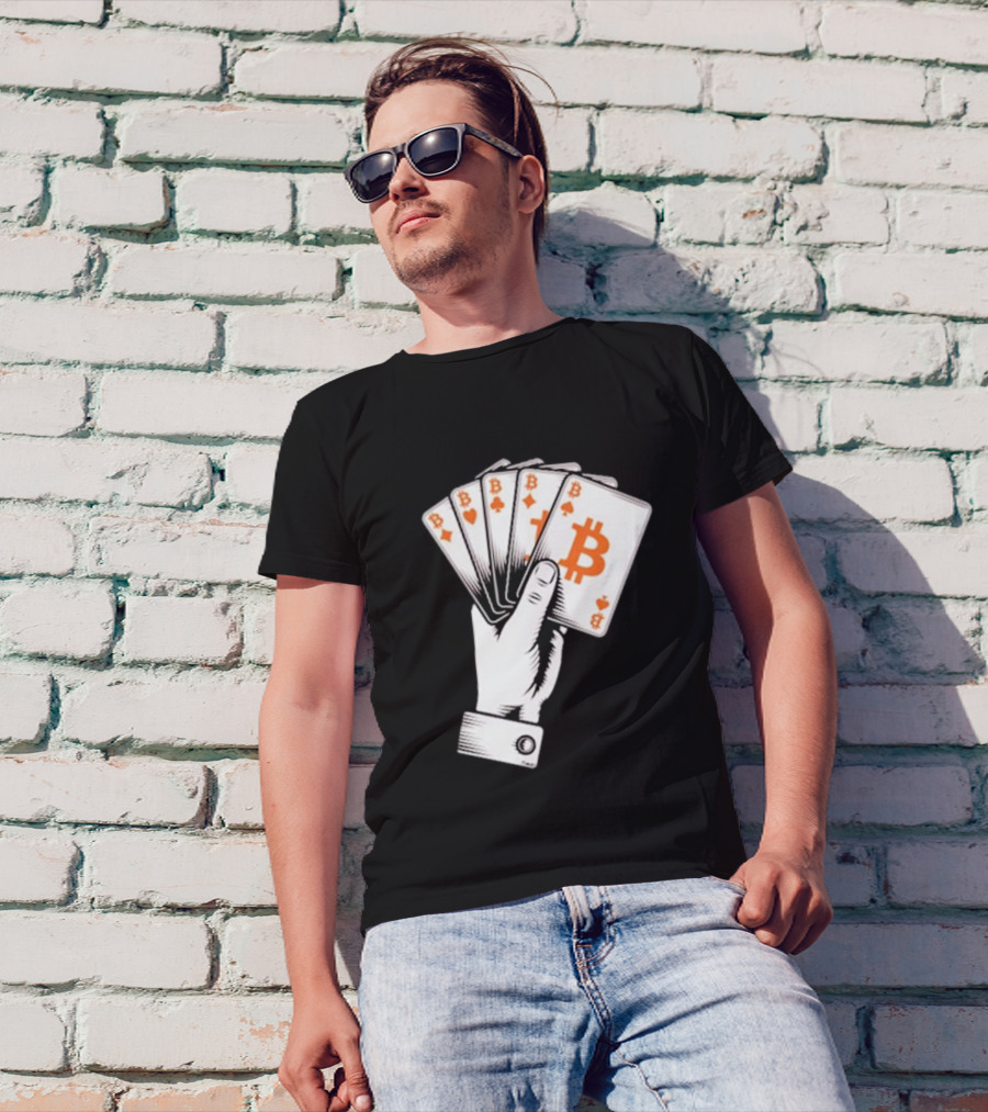Bitcoin Royal Flush Playing Cards T-Shirt