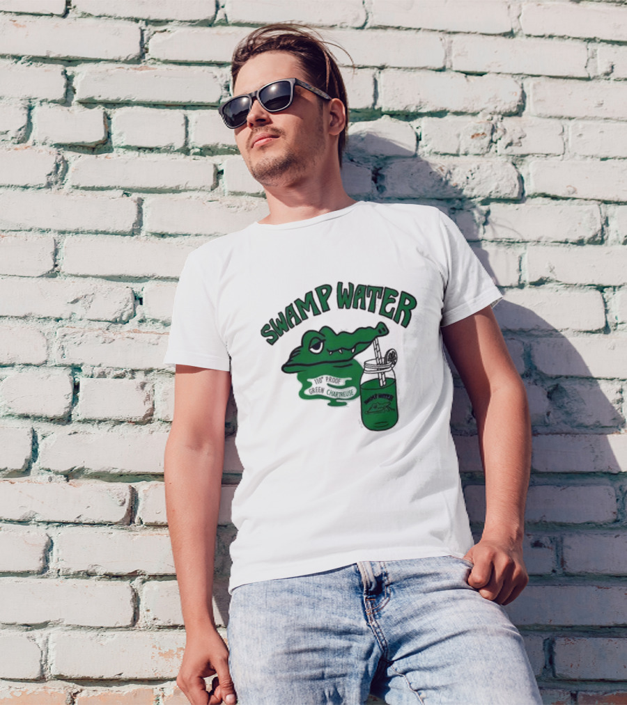 Swamp Water Alligator Green Chartreuse Jar Cartoon T-Shirt