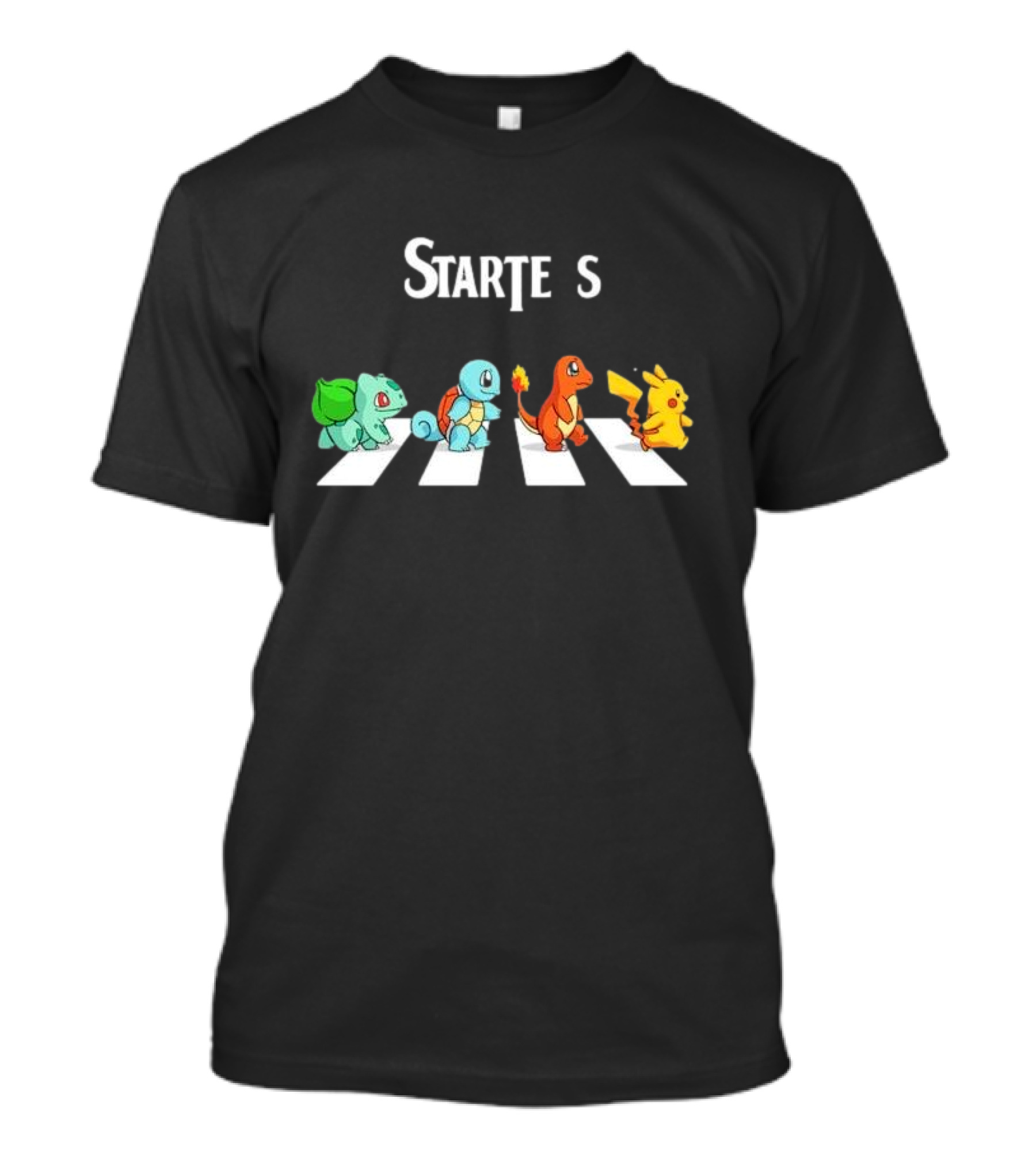 Starters Abbey Road Pikachu Charmander Squirtle Bulbasaur T-Shirt