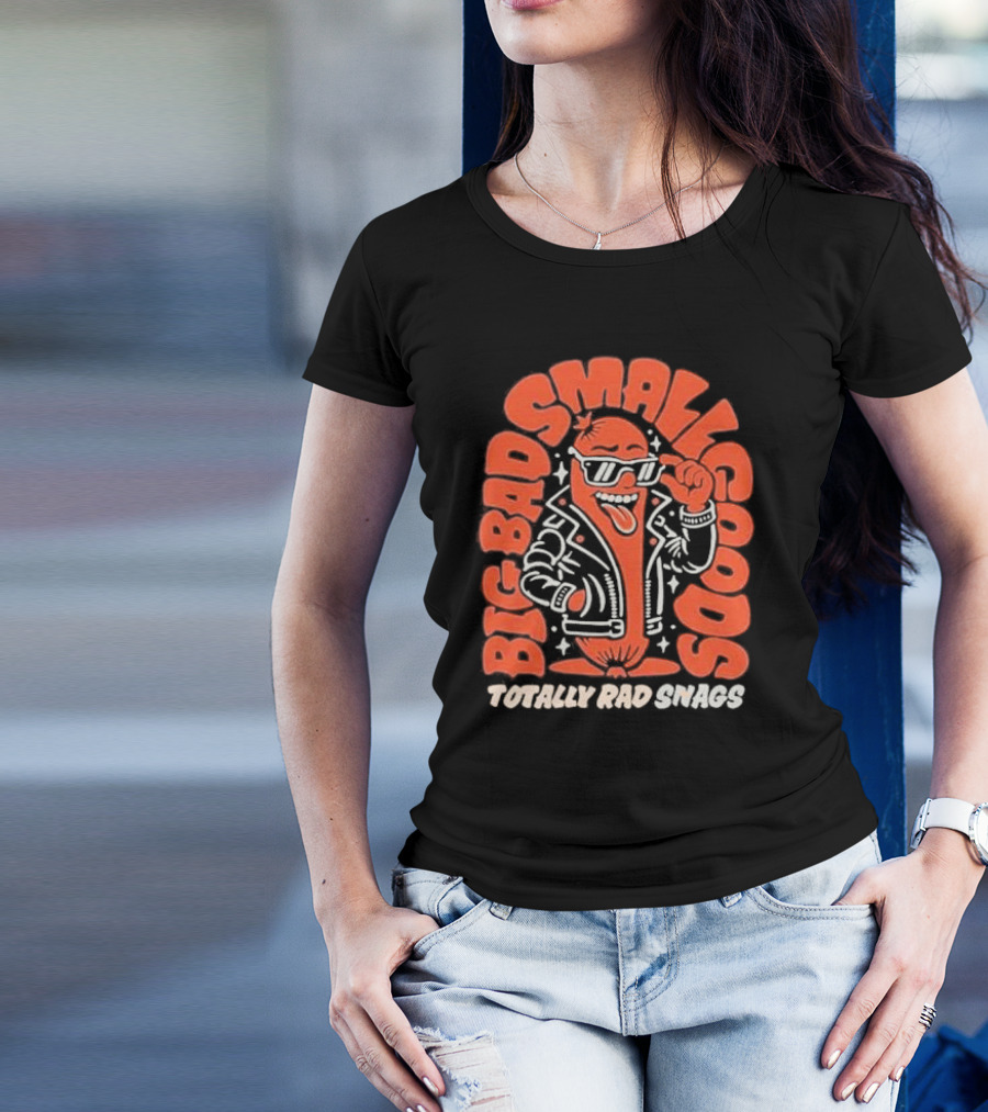 Totally Rad Snags Big Bad Smallgoods Cool Sausage In Leather Jacket T-Shirt