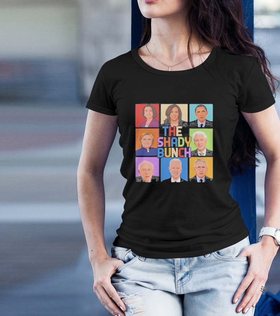 Untamedusa Store The Shady Bunch Political Portraits Face Grid T-Shirt