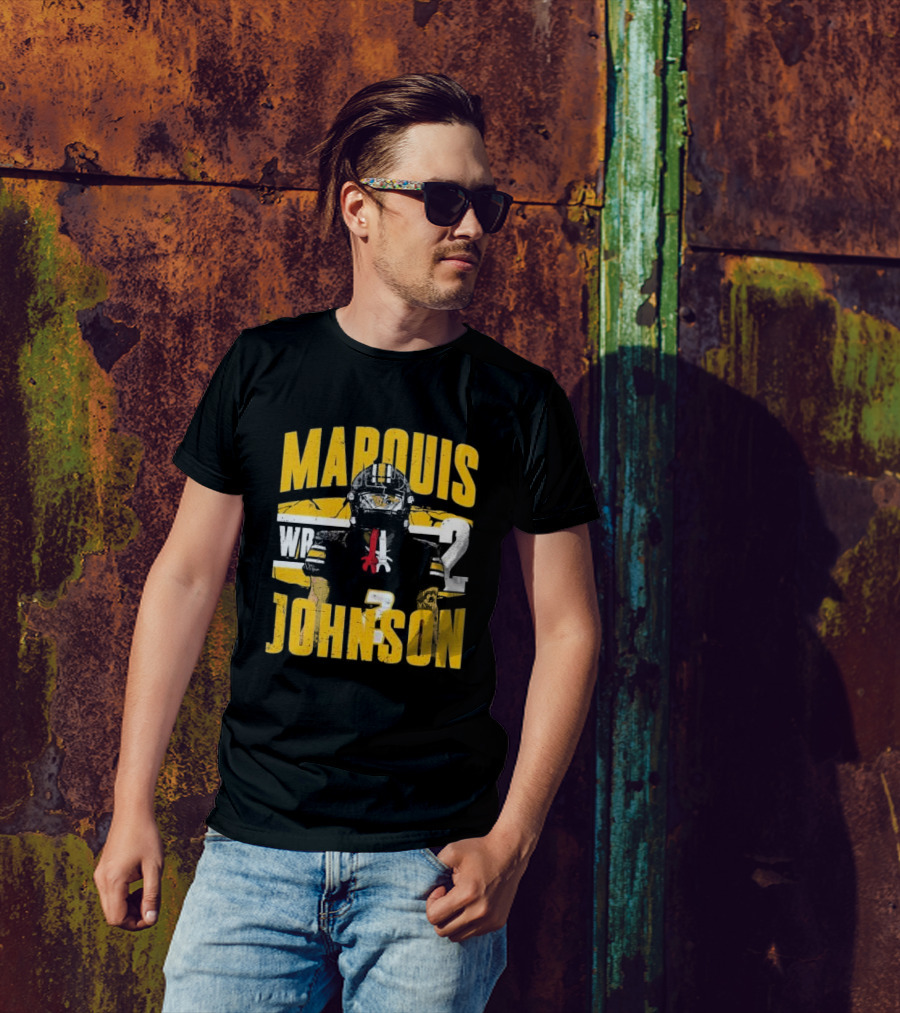 Marquis Johnson WR 2 Football Player Black And Yellow T-Shirt