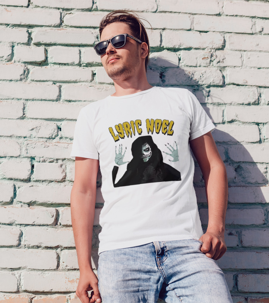 Lyric Noel Hallows Eve Ghostly Figure With Spider Web Face T-Shirt