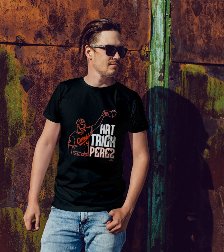 Cionel Perez Celebratory Hat Trick Moment With Orioles Iconography T-Shirt