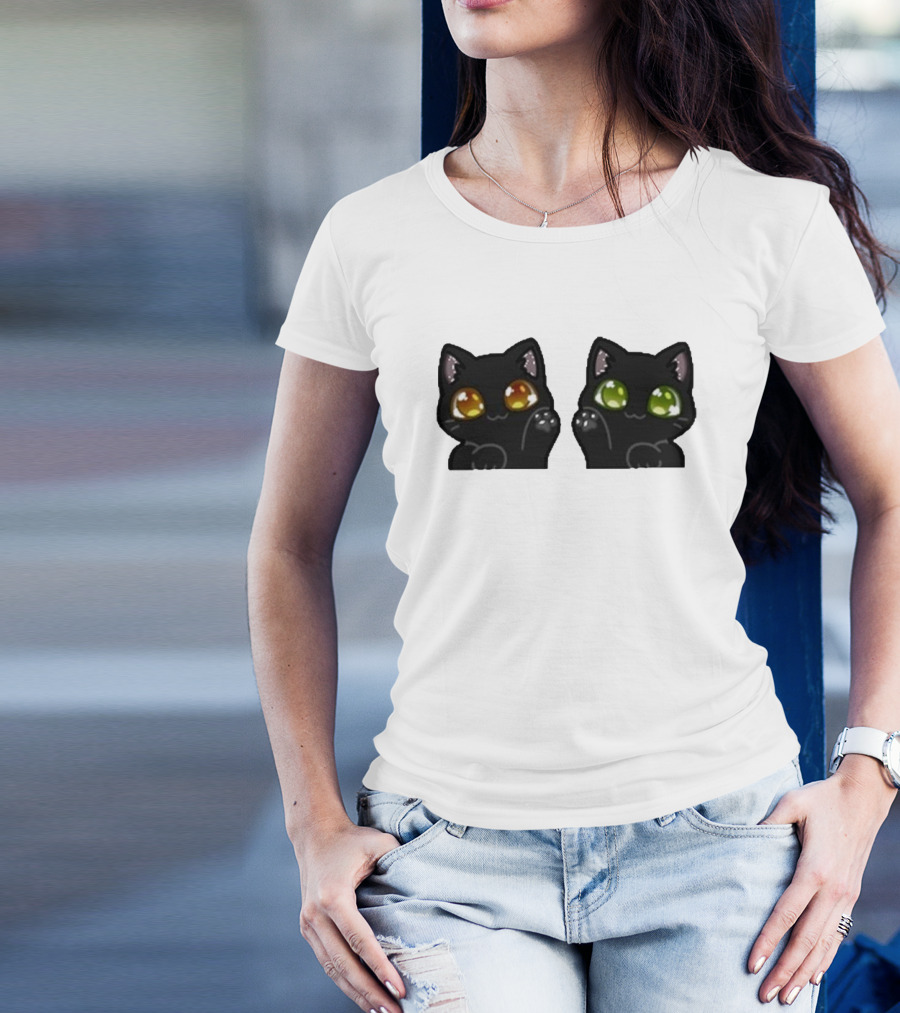 Stream Labs Kitties Black Cats With Colorful Eyes T-Shirt