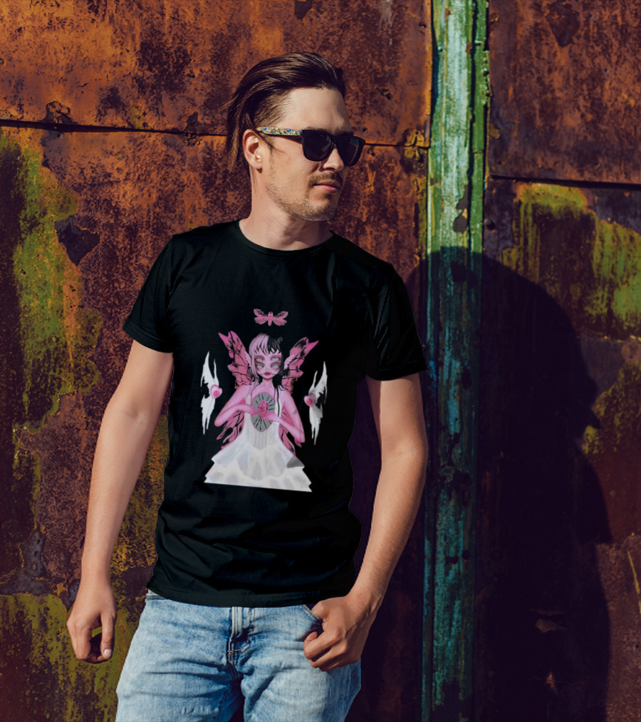 Melanie Martinez Portals Heart Pink Winged Character With Moth And Eyes T-Shirt