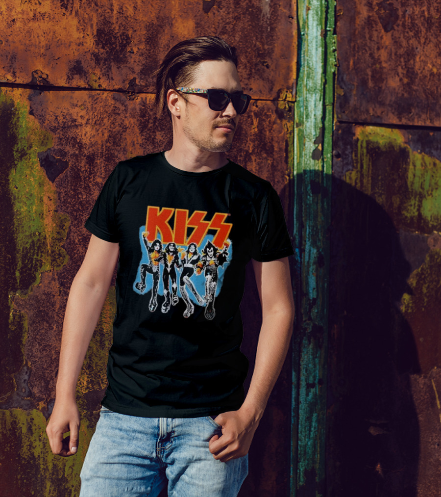 Kiss Destroyer Track List Black Band Members T-Shirt
