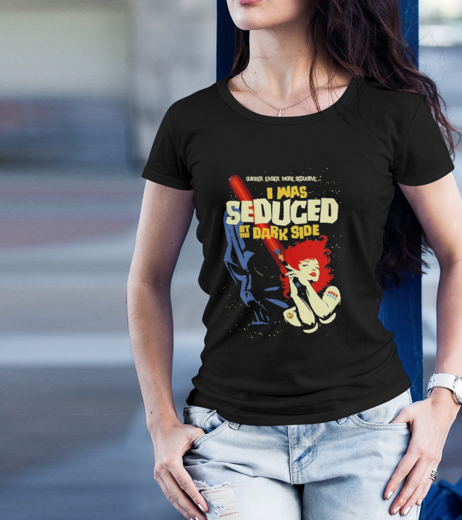 Quicker Easier More Seductive I Was Seduced By The Dark Side With Redhead Holding Lightsaber T-Shirt