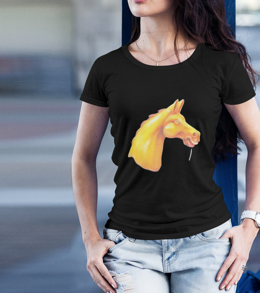 Andrew Garfield Horse What's The Rush Black Shirt Colorful Horse Head T-Shirt