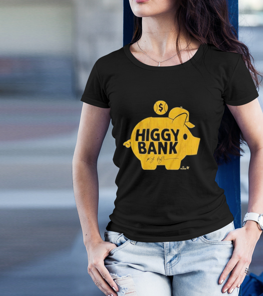 Kyle Higashioka Higgy Bank Piggy With Baseball Cap T-Shirt