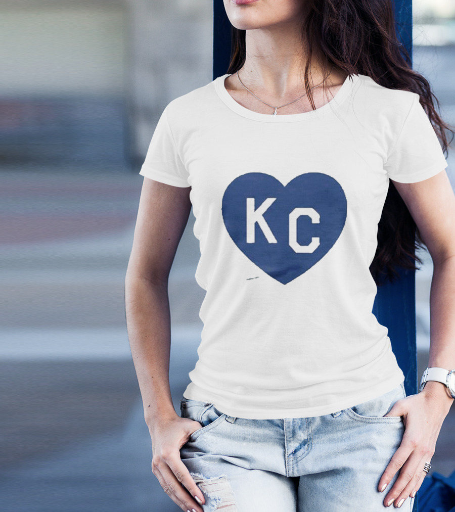KC Heart Powder Blue Navy T-Shirt