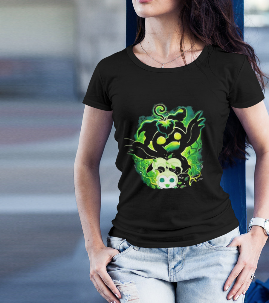 Digi Leaf Vallina Vibrant Green Creature With Gleaming Elements T-Shirt