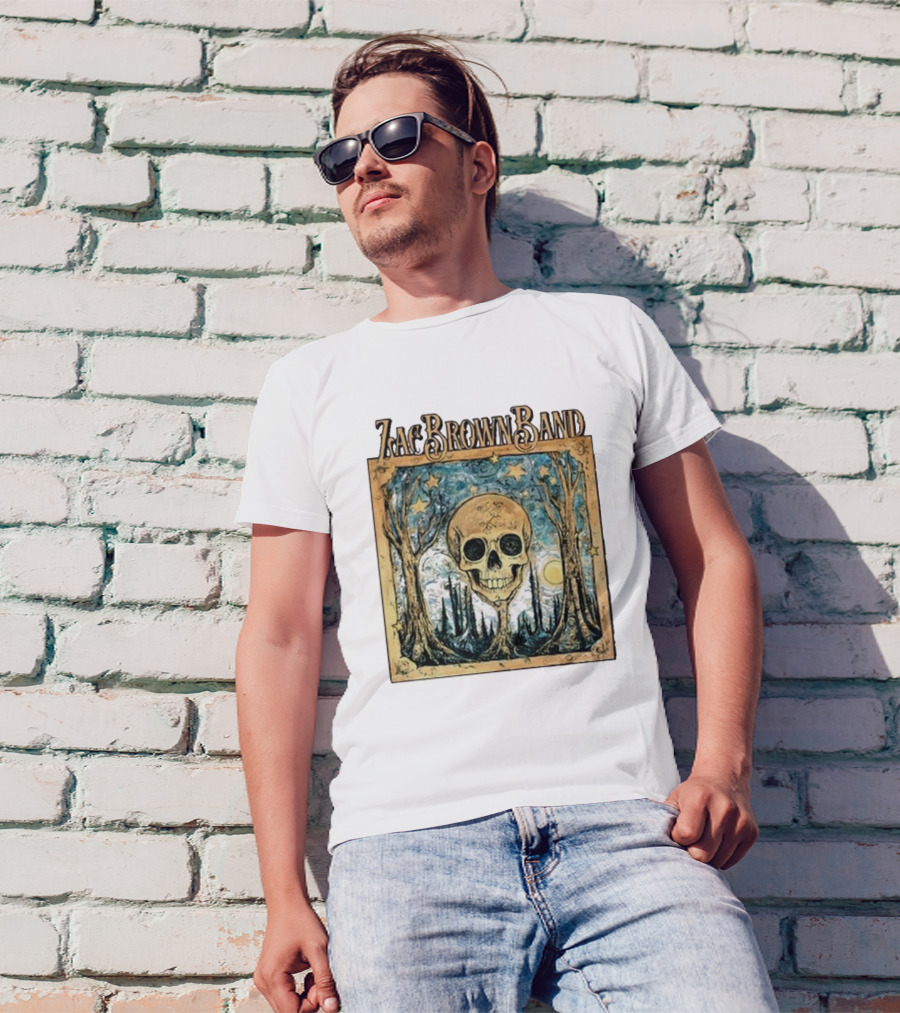 Zac Brown Band Skull Starry Forest Scene T-Shirt