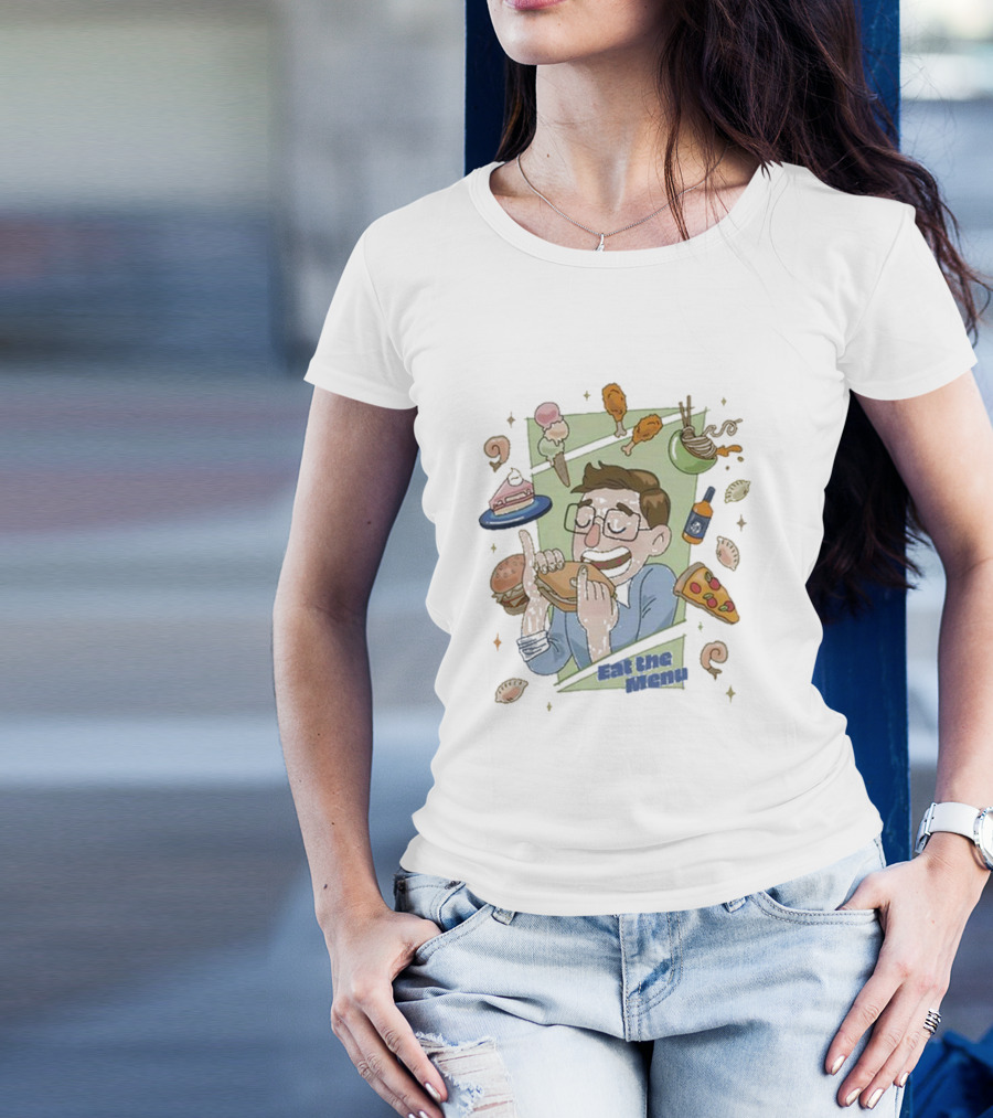 Eat The Menu Try Guys Keith's Food Bounty Pizza Ice Cream Chicken Ramen Dumplings T-Shirt