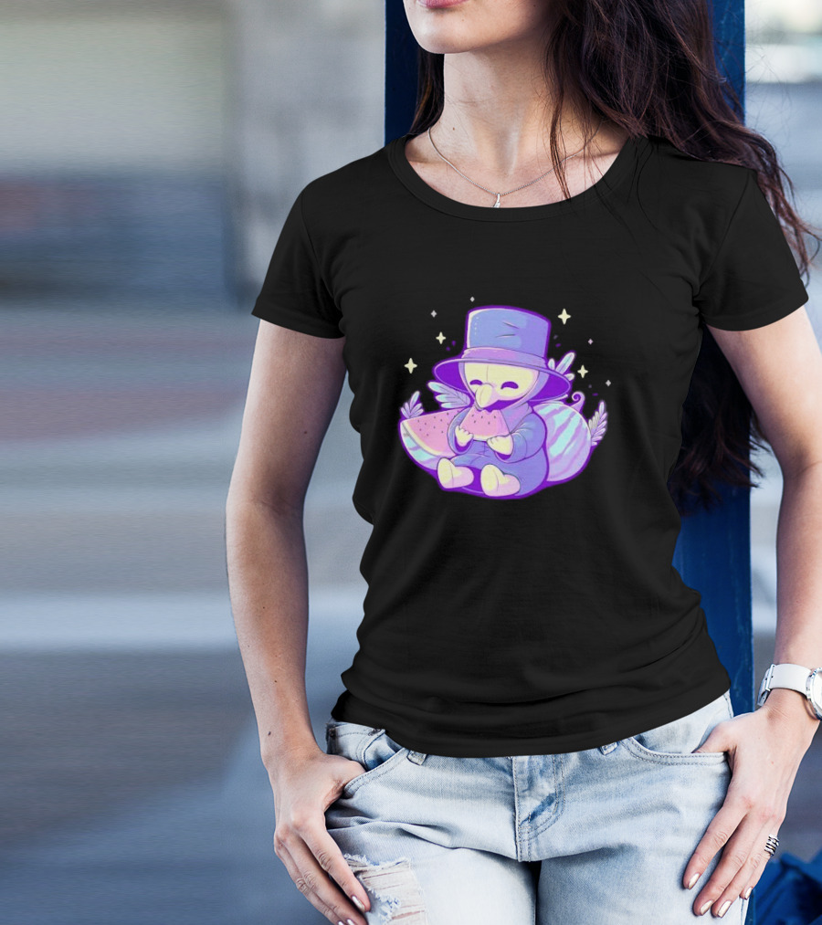Plague Doctor Eating Watermelon Cute Kawaii T-Shirt