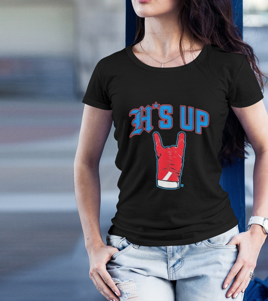 Houston Football H's Up Gesture Red Glove T-Shirt