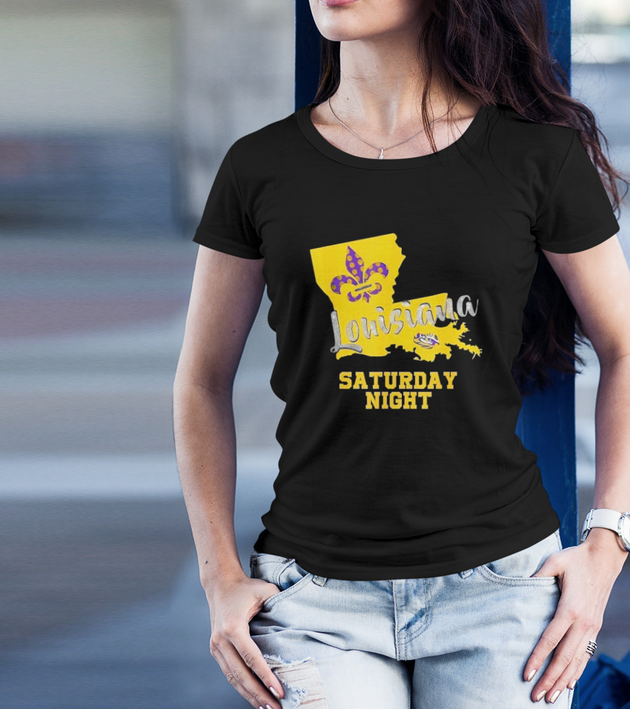 Louisiana Saturday Night LSU Tigers Fleur De Lis T-Shirt