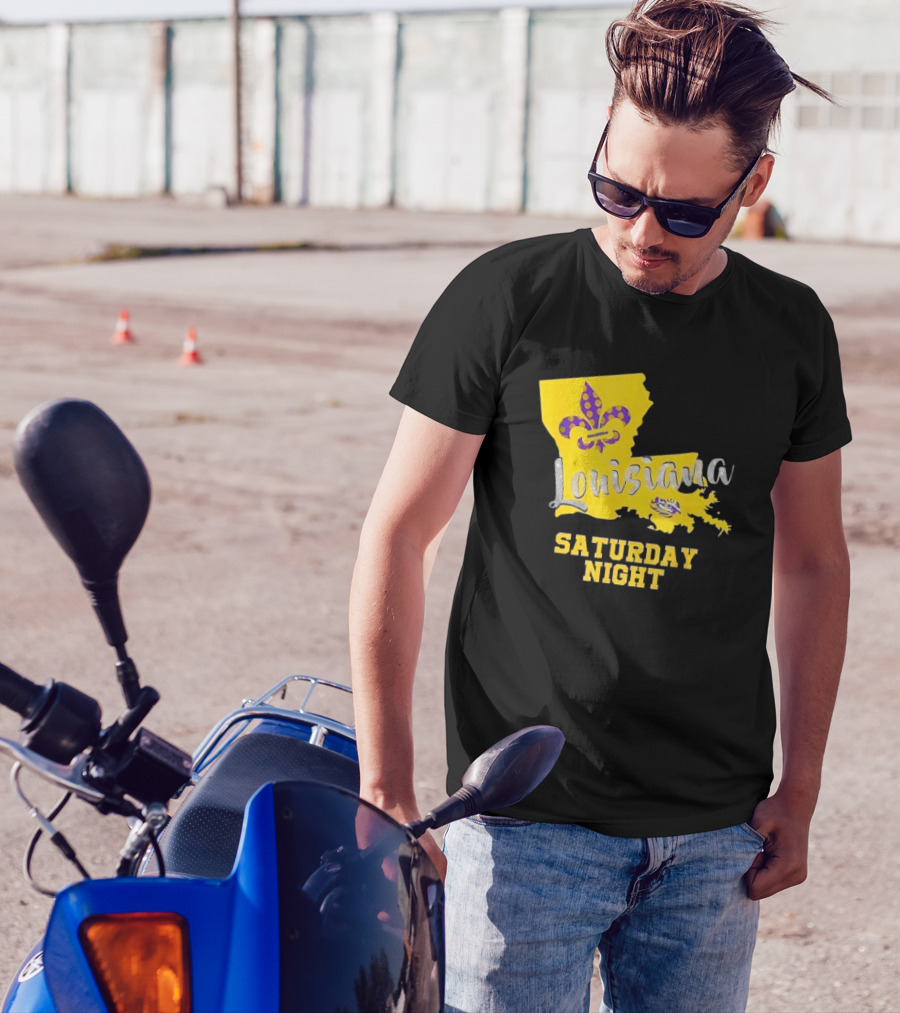 Louisiana Saturday Night LSU Tigers Fleur De Lis T-Shirt