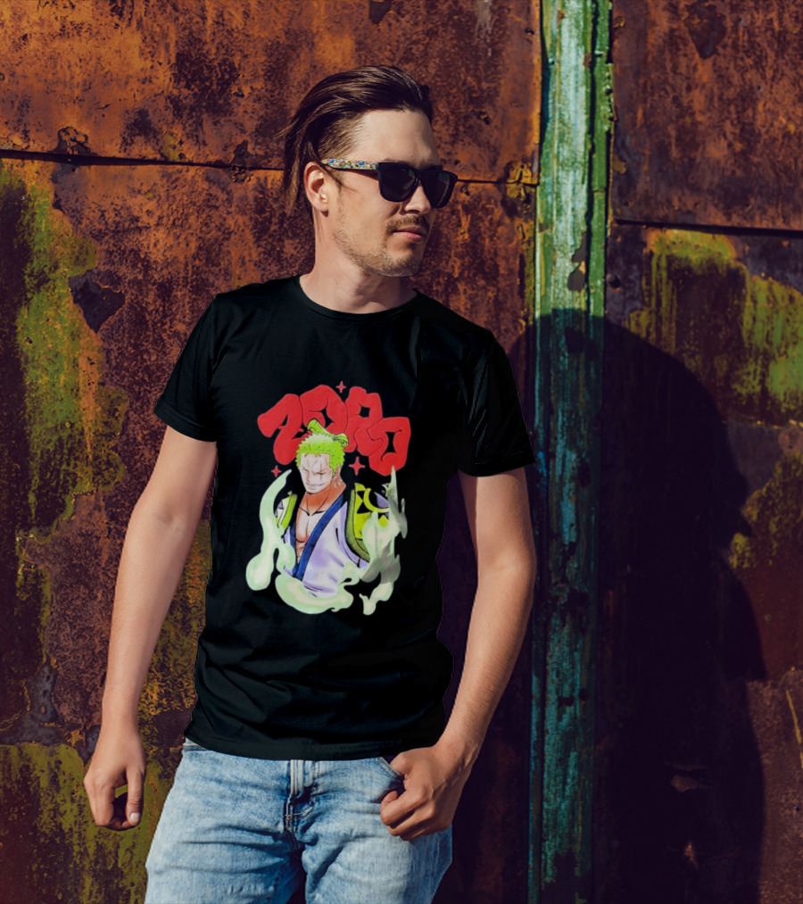 One Piece Zoro Japan Animation Airbrush Style Manga Character T-Shirt