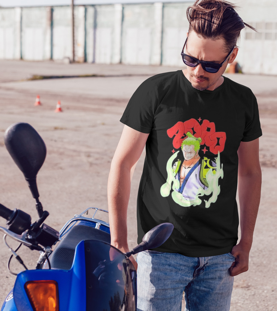 One Piece Zoro Japan Animation Airbrush Style Manga Character T-Shirt
