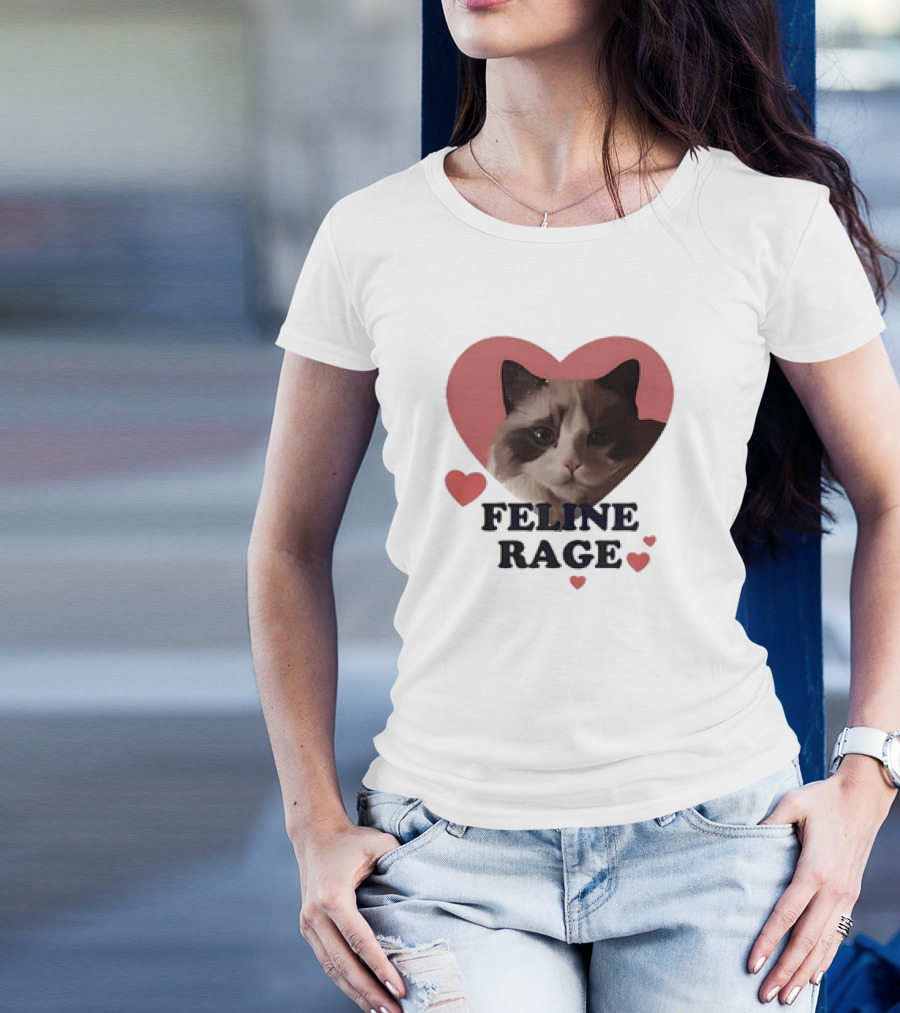 Feline Rage Heart Love Cat T-Shirt