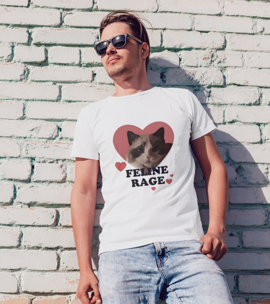 Feline Rage Heart Love Cat T-Shirt