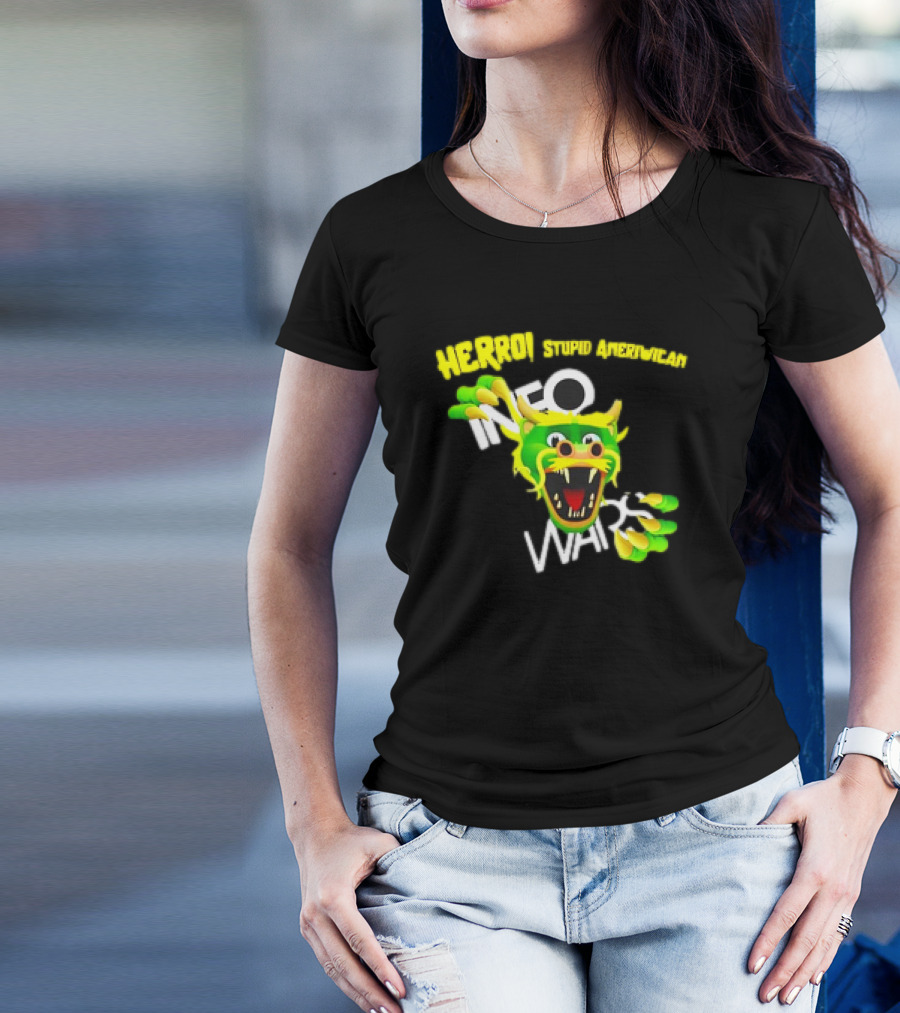 HERROI Stupid American INFO WARS Dragon Face T-Shirt