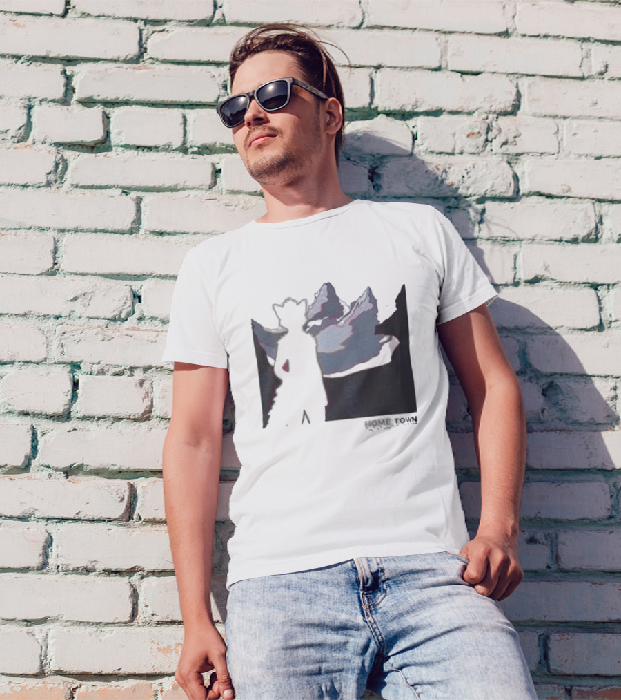 The Fox Nest Store Home Town Silhouette With Mountains Background T-Shirt