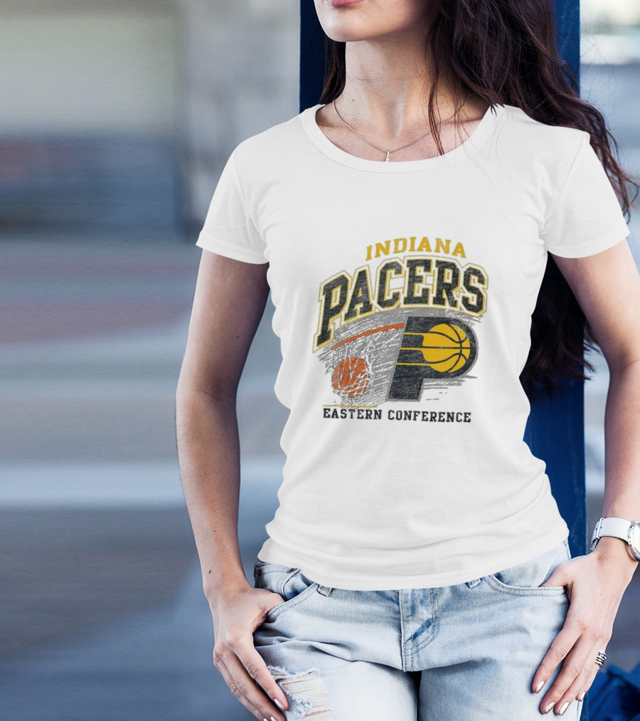 Indiana Pacers Eastern Conference Basketball Logo Adult Franklin Amp Up T-Shirt