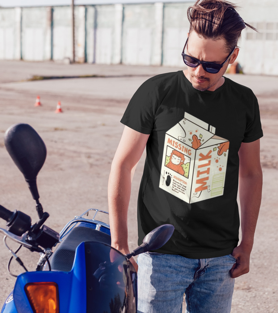 Missing Milk Bigfoot With Brown Fur And Cute Eyes Loves Hide And Seek If You See Him Believe Tobe Fonseca T-Shirt