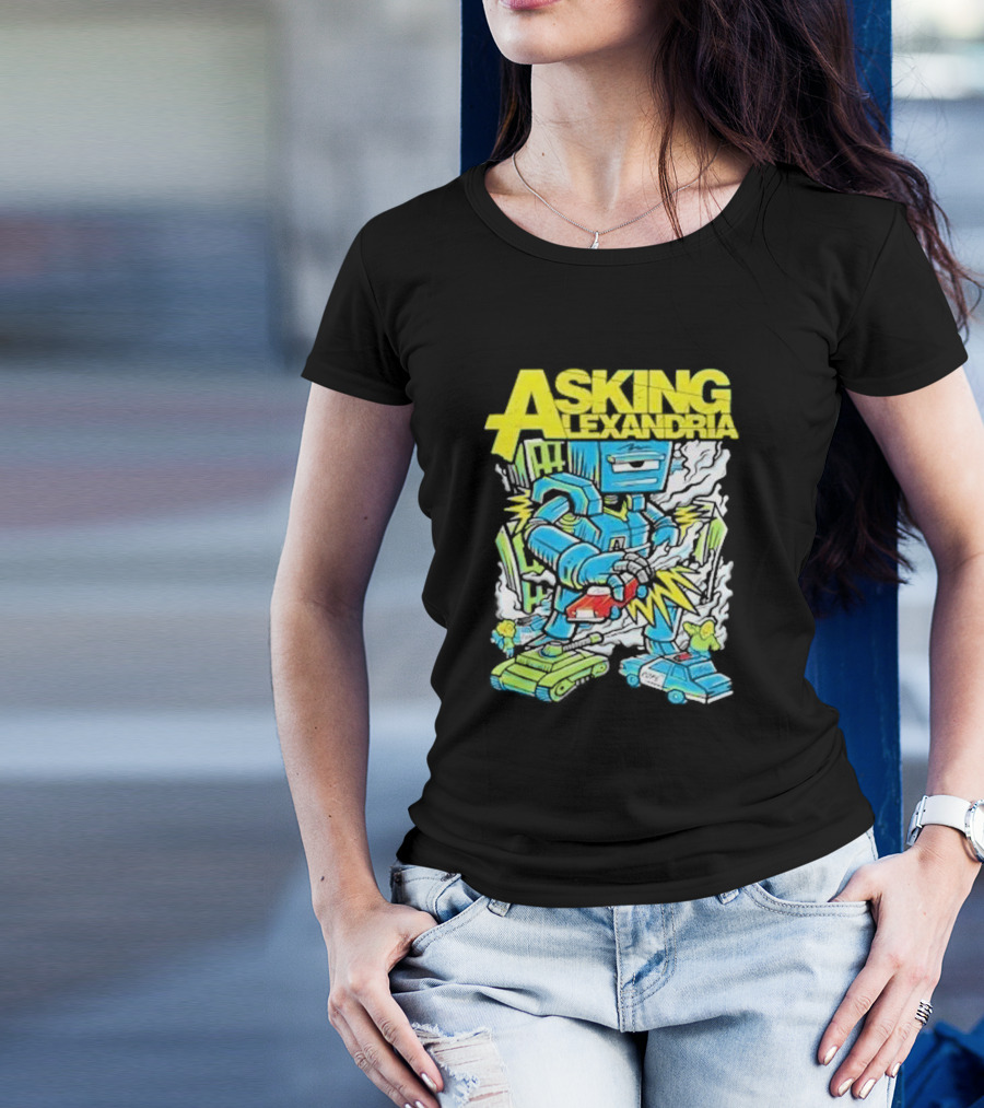 Asking Alexandria Killer Robot Blue And Green Electric Mech T-Shirt