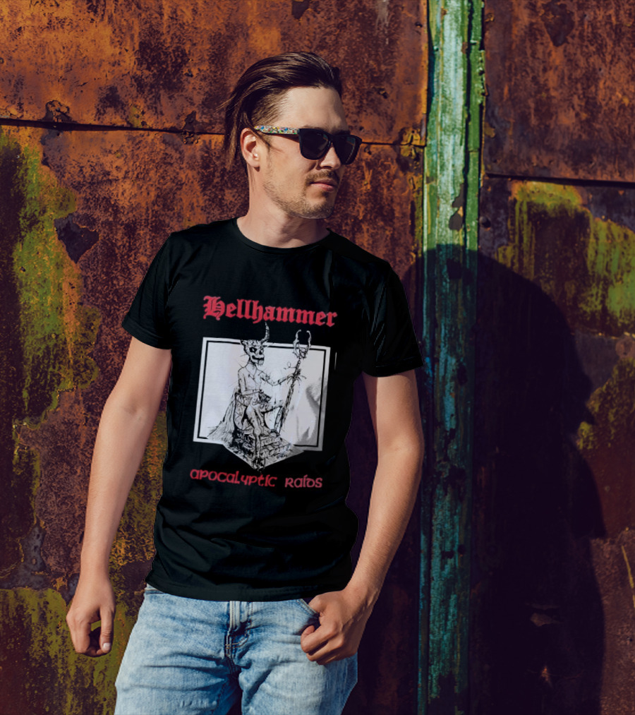 Hellhammer Apocalyptic Raids Horned Figure With Runes T-Shirt