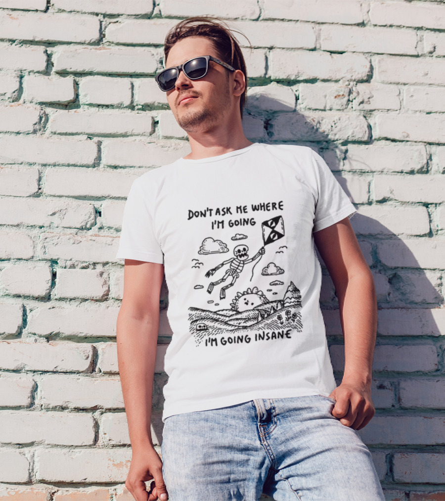 Don’t Ask Me Where I’m Going I’m Going Insane Skeleton Flying With Kite T-Shirt
