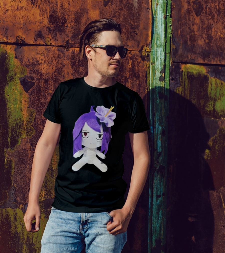 Cynthoni Jvmo Down Right Anime Plush Doll With Purple Hair And Flower T-Shirt