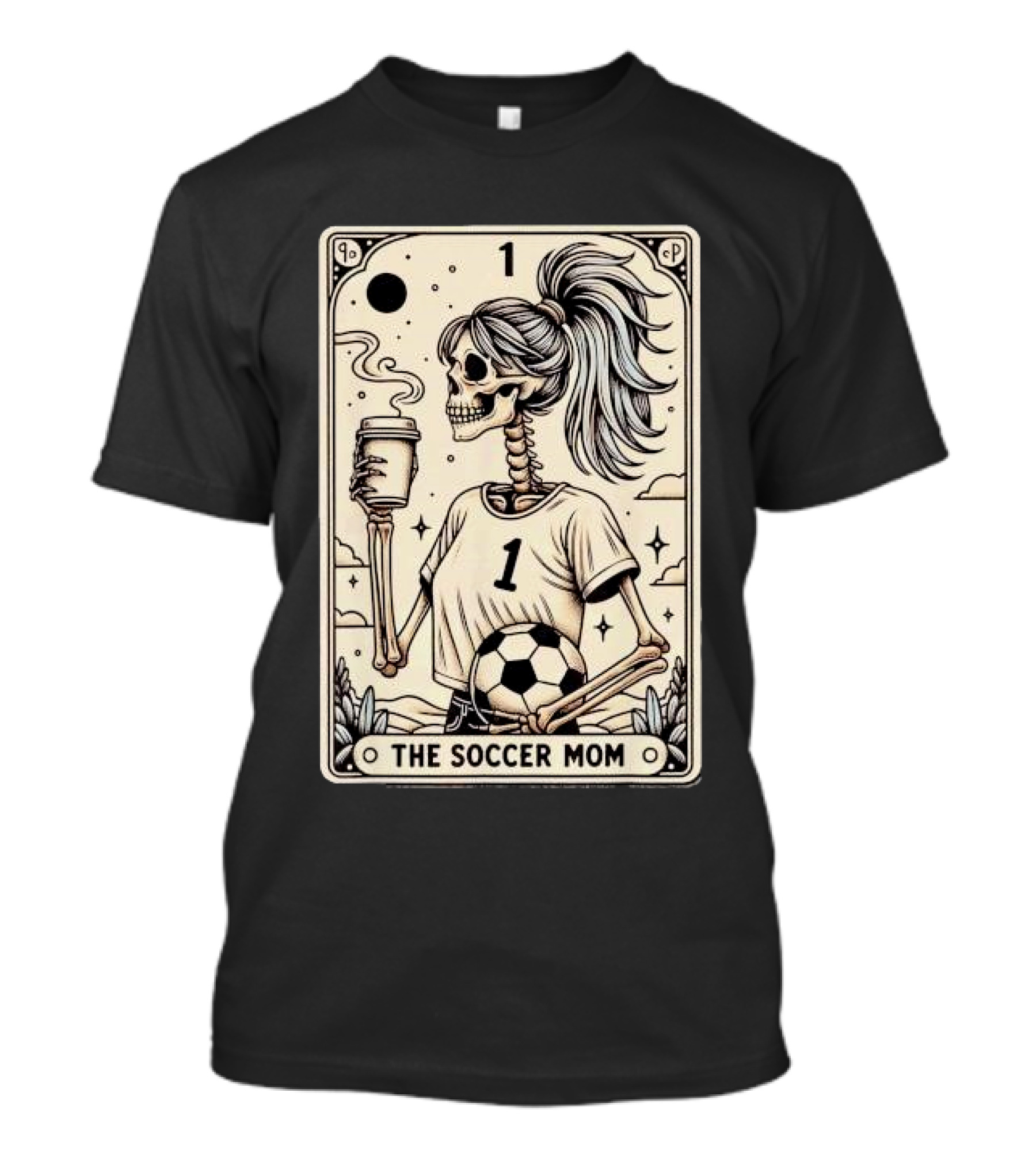 The Soccer Mom Tarot Card Vintage Halloween Soccer Mama Skeleton T-Shirt