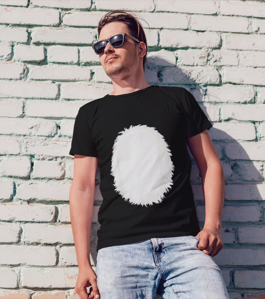 White Furry Belly DIY Costume Cosplay Animal Theme Panda Bear Cat Skunk Deer T-Shirt