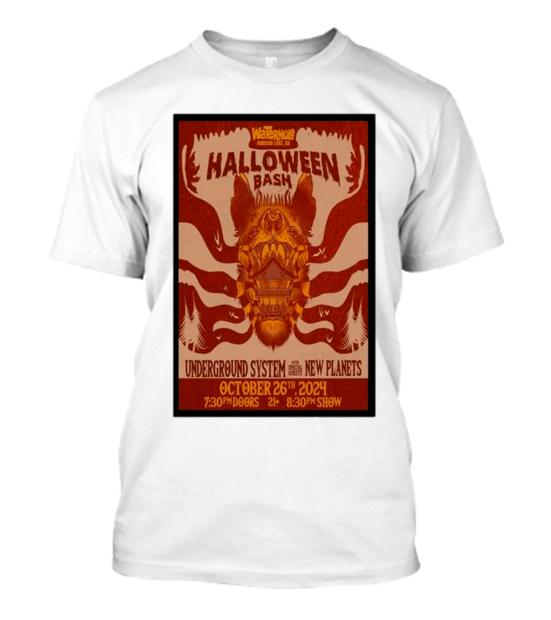 Waterhole Halloween Bash October 26th 2024 Saranac Lake Featuring Underground System And New Planets T-Shirt
