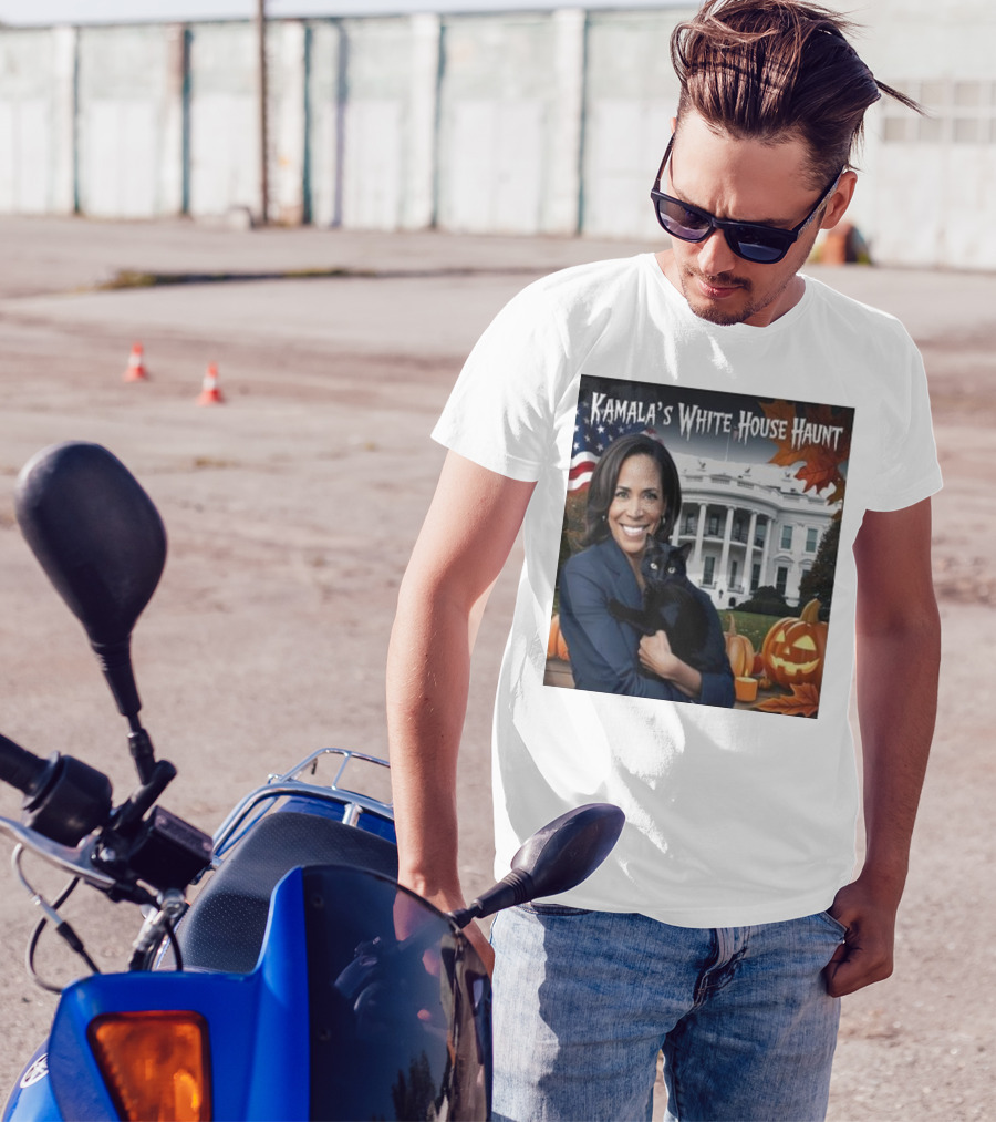 Kamala Harris White House Haunt Halloween 2024 With Black Cat And Pumpkins T-Shirt